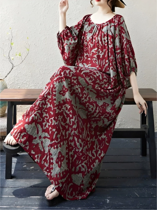 Ko‘ylak, erkin BOHO uslubidagi bichim, L, XL, XXL, XXXL o‘lchamlariga mos keladi