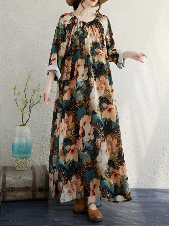 Ko‘ylak, erkin BOHO uslubidagi bichim, L, XL, XXL, XXXL o‘lchamlariga mos keladi