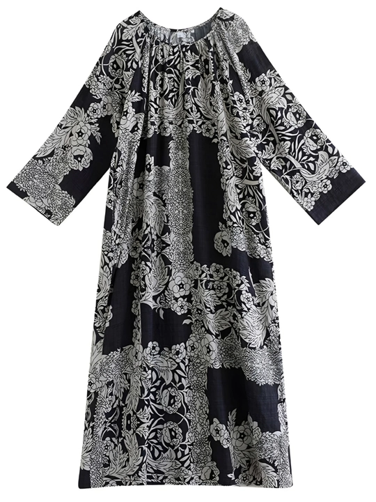 Платье, фасон свободного BOHO стиля, соответствующий размерам L, XL, XXL, XXXL