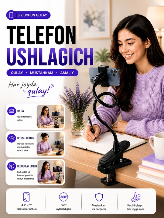 MEBEL HOLDER - telefon uchun egiluvchan uzunlikdagi tutqich, 50 sm