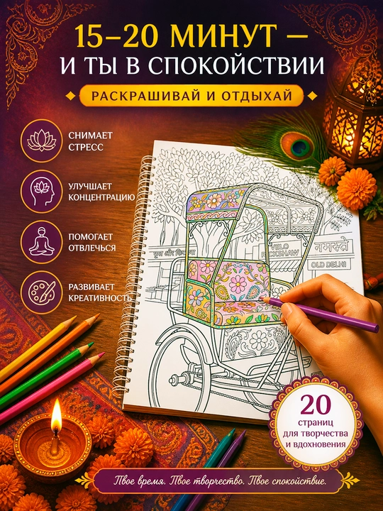 Antistress bo‘yash kitobi Delhi in Lines, Hindiston arxitekturasi va naqshlari, 20 sahifa