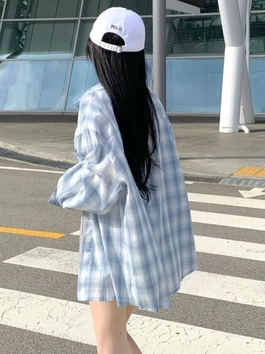 Женская клетчатая рубашка oversize