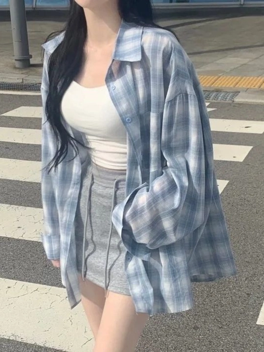 Женская клетчатая рубашка oversize