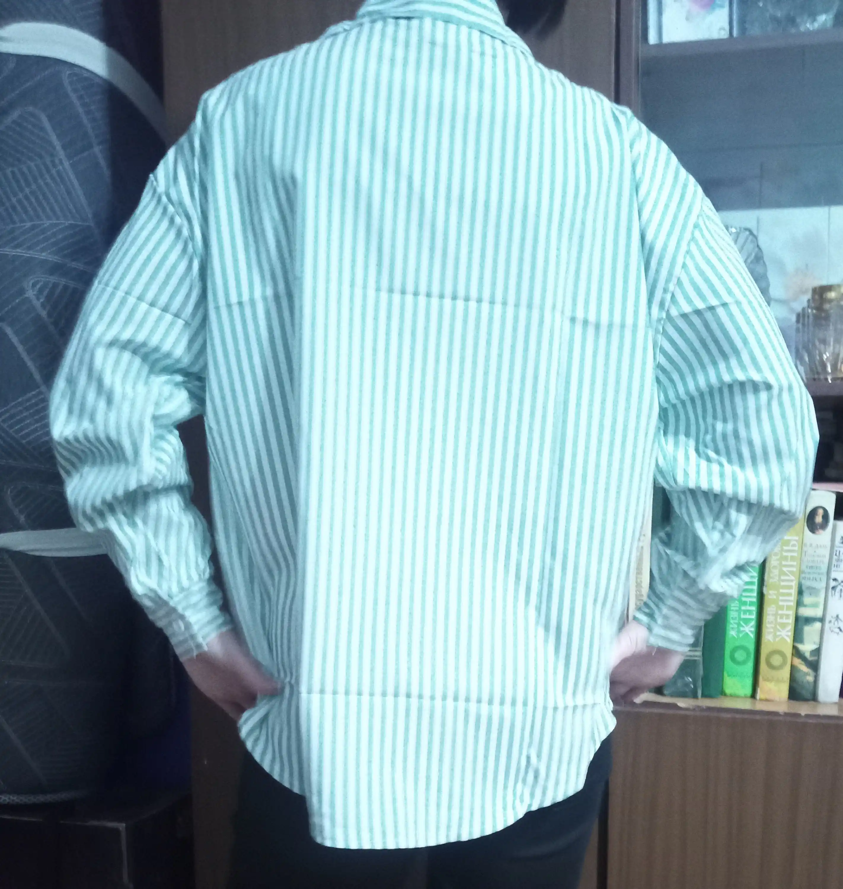 Женская рубашка oversize в полоску, удлинённая блузка свободного кроя с длинным рукавом