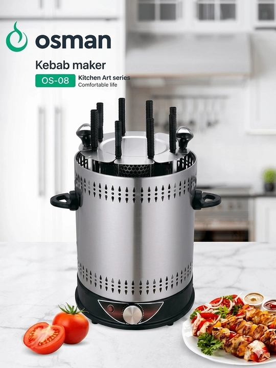 Elektr shashlik-barbekyu pishirgich 10 six-8 bilan, zanglamaydigan po‘lat korpus - 