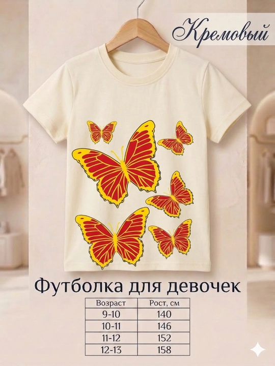 Футболка для девочек, детская футболка, хлопковая футболка - 