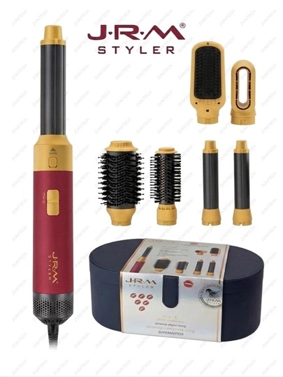 Фен для волос Airwrap JRM styler, 6 в 1, воздушная укладка и автоматическая плойка — ZUNITCH-JRM6IN1-БАГРОВ