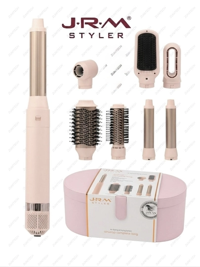 Фен для волос Airwrap JRM styler, 6 в 1, воздушная укладка и автоматическая плойка — ZUNITCH-JRM6IN1-РОЗОВ