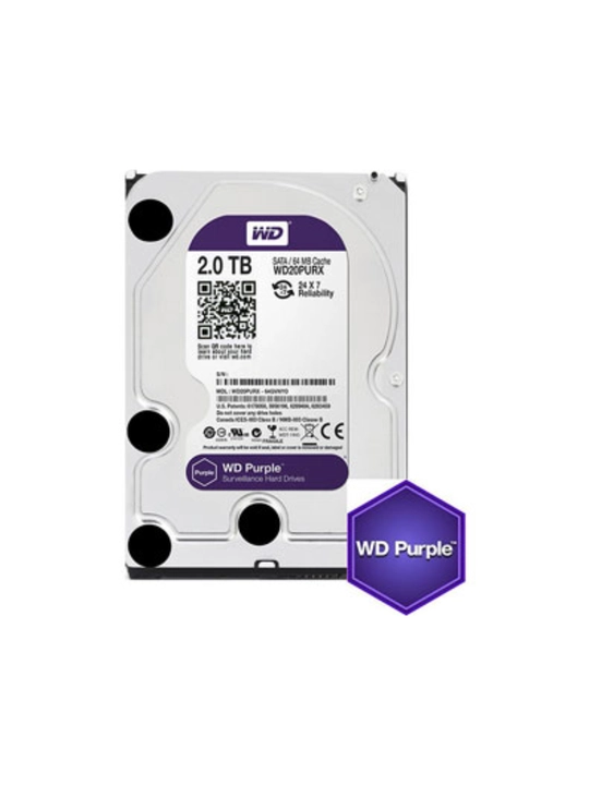 Жёсткий диск HDD - Диск - 2 TB, Western Digital, Purple WD20PURX-78, SATA 3.5