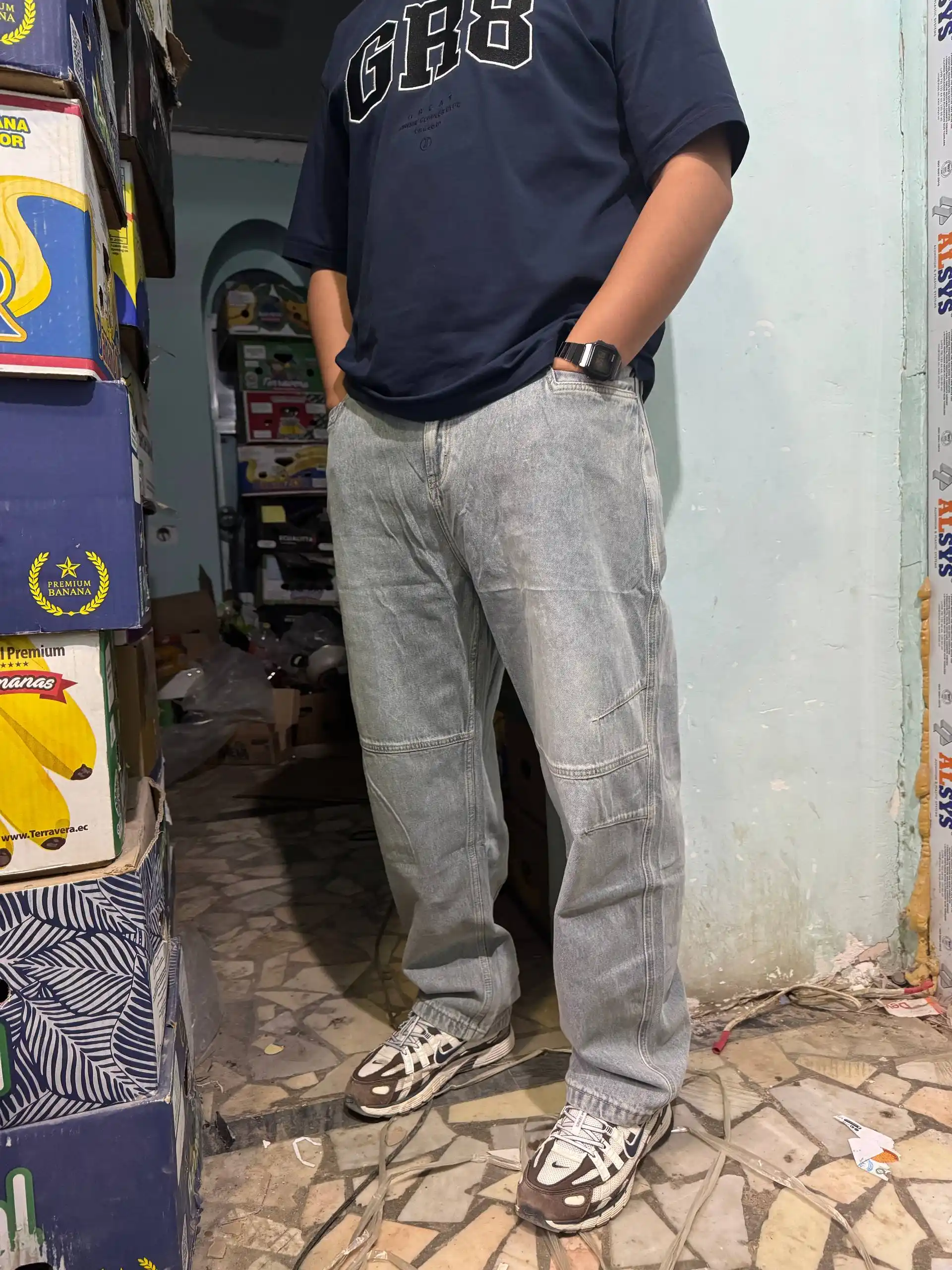 Erkaklar baggy jinsi shim Y2K, keng oversize jinsilar, paxta mato