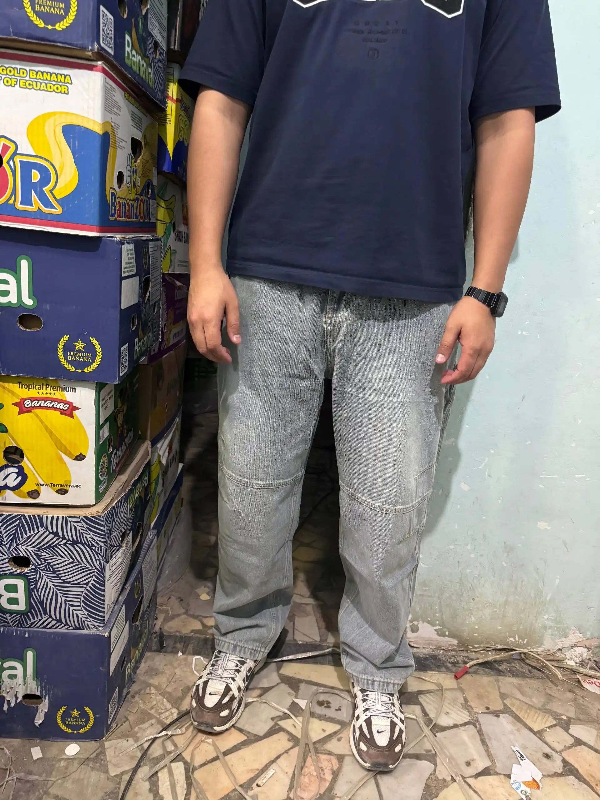 Erkaklar baggy jinsi shim Y2K, keng oversize jinsilar, paxta mato
