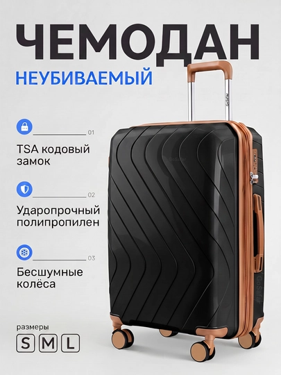 Стильные и прочные чемоданы для путешествий GoSafar — GOSAFA-CHA2-ЧЕРНСТЕ-L