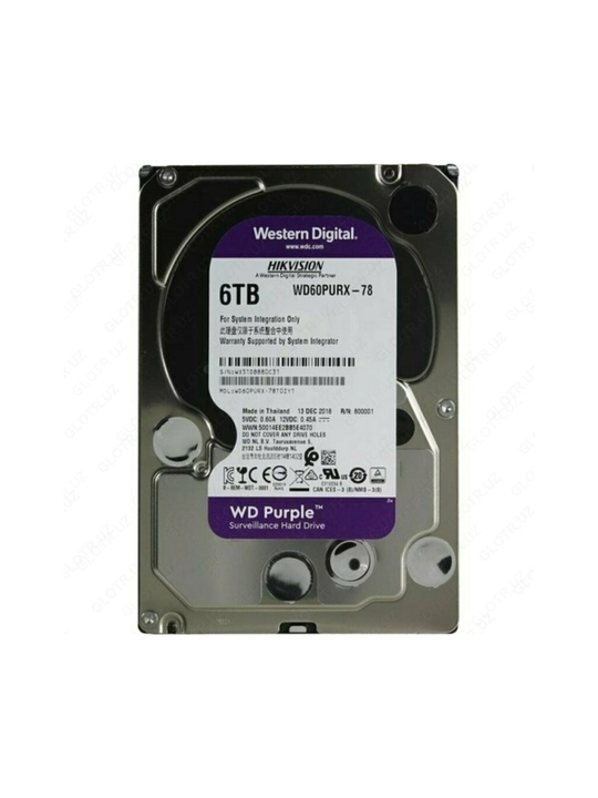 Жёсткий диск HDD- Диск - 6 TB, Western Digital, Purple WD60PURX-78, SATA 3.5"