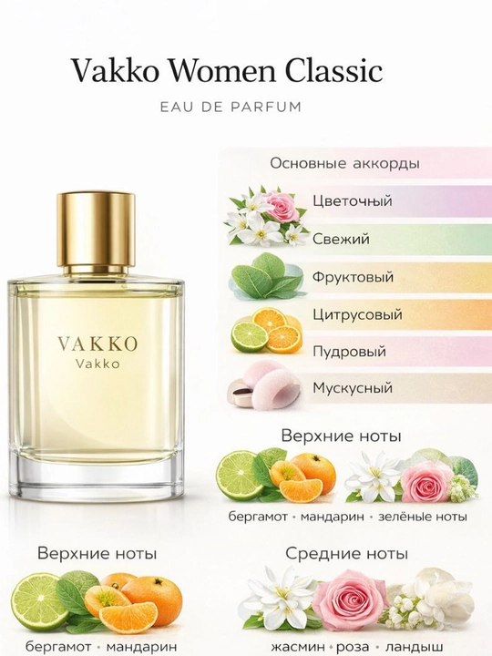 Vakko Women Classic — женский парфюм (стойкость 5–8 часов) 