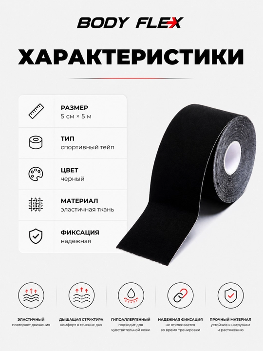 Кинезио тейп 5×5 см, кинезиологическая лента для тела и лица