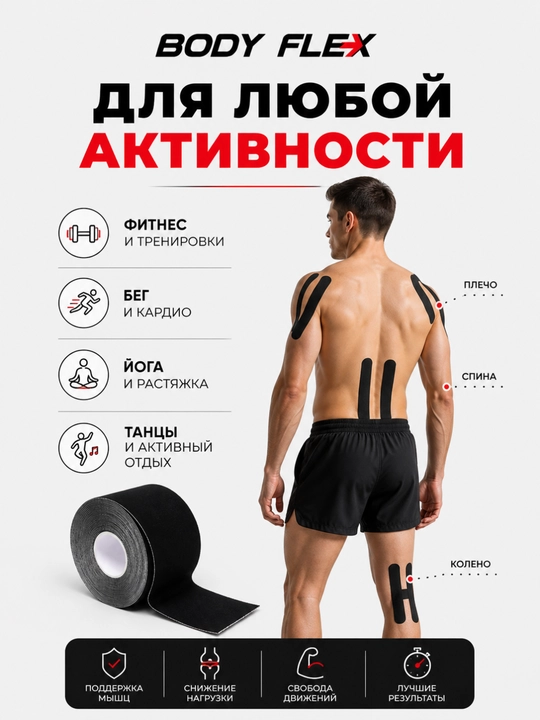Кинезио тейп 5×5 см, кинезиологическая лента для тела и лица