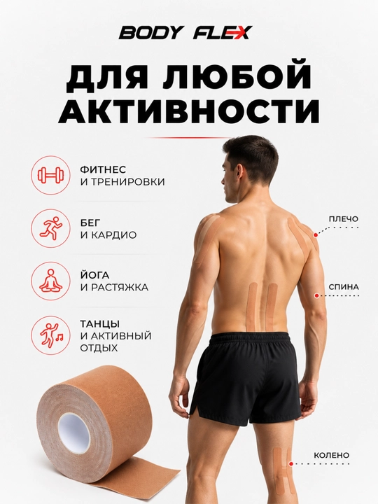 Кинезио тейп 5×5 см, кинезиологическая лента для тела и лица