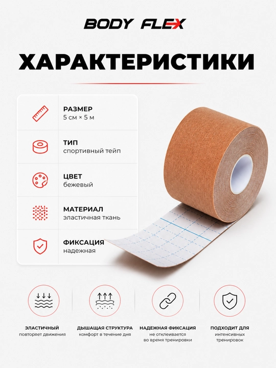 Кинезио тейп 5×5 см, кинезиологическая лента для тела и лица