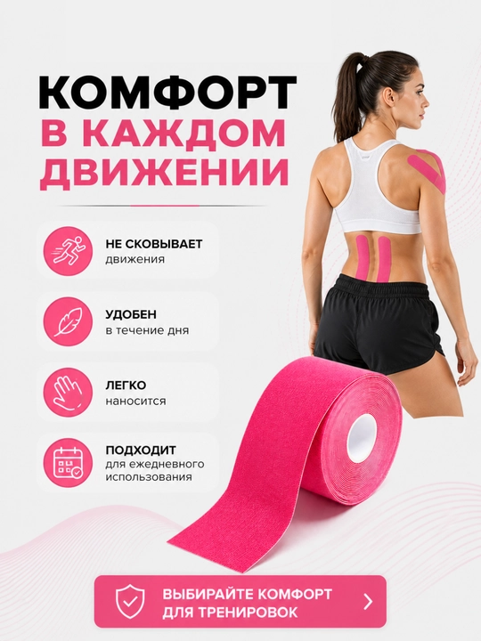 Кинезио тейп 5×5 см, кинезиологическая лента для тела и лица