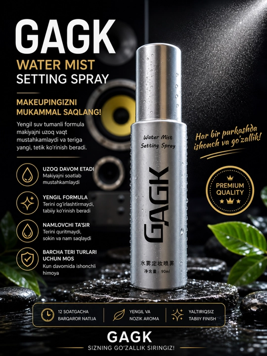 Makeup fixer, namlovchi sprey, yuz spreyi, kosmetik sprey, makiyajni saqlovchi sprey