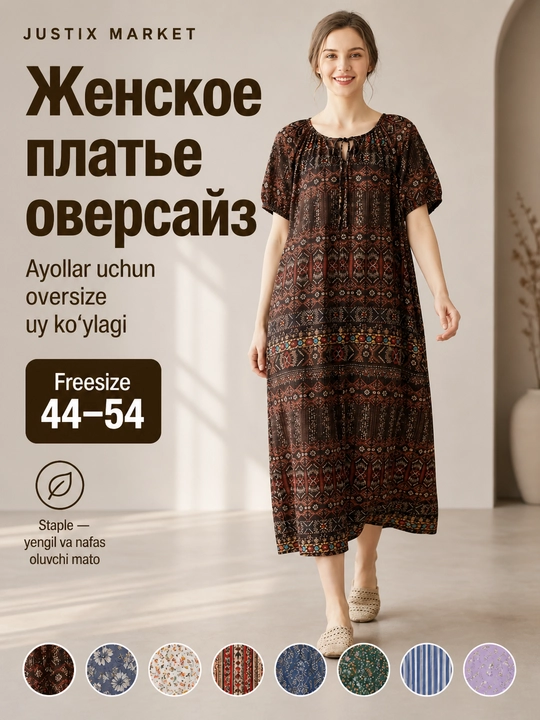 Ayollar uchun yozgi uy ko’ylagi, shtapel ko ylak, keng va yengil oversize - 