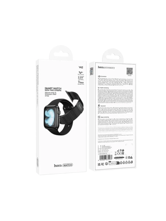 Smart-soat Hoco Y42 Call Version, BT 5.3, 2.01 dyuym, qo‘ng‘iroq, RWfit, 200 mAh, sensorli