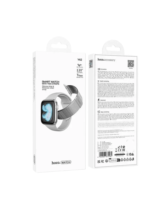 Smart-soat Hoco Y42 Call Version, BT 5.3, 2.01 dyuym, qo‘ng‘iroq, RWfit, 200 mAh, sensorli