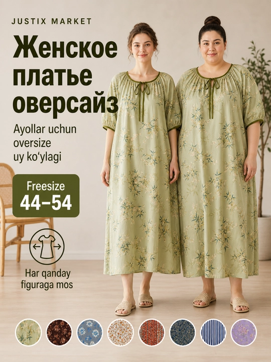 Женское платье летнее, домашнее, свободное, штапель платье oversize
