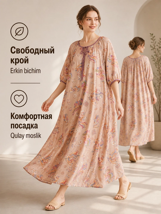 Женское платье летнее, домашнее, свободное, штапель платье oversize