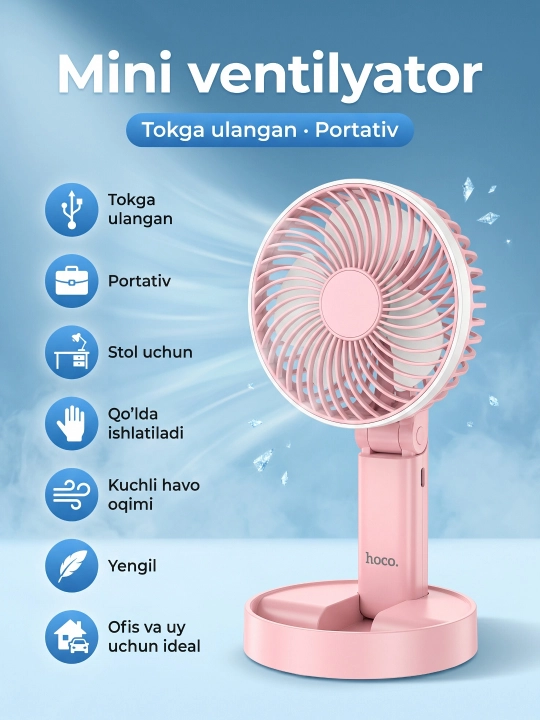 Mini ventilyator(portativ, qayta zaryadlanuvchi) - 