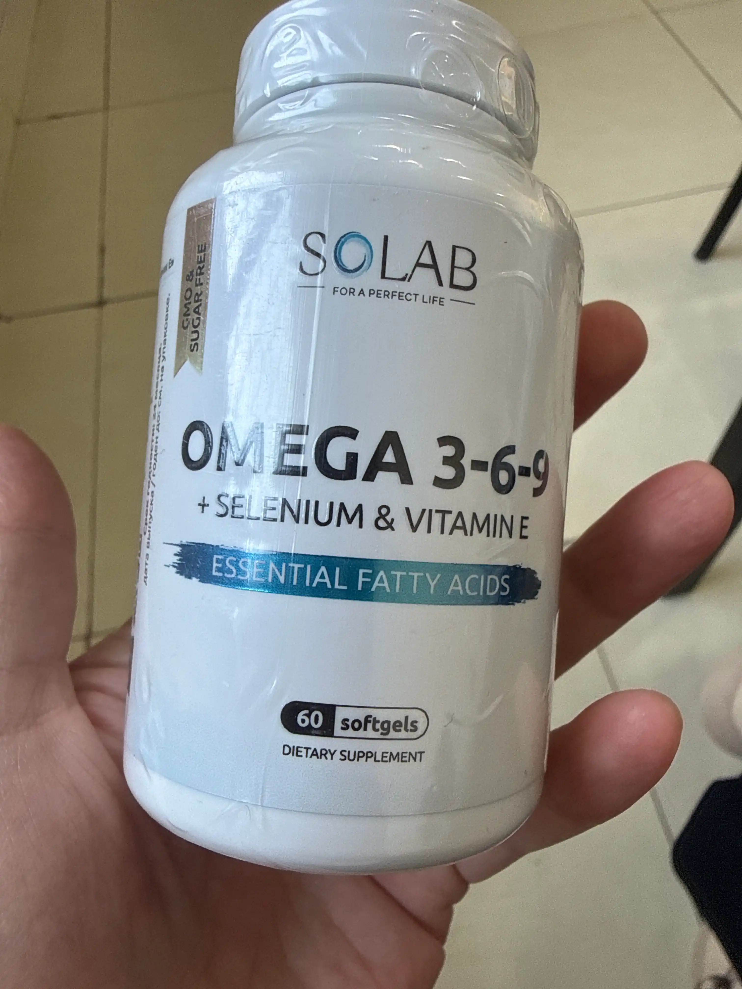 Omega 3-6-9, SOLAB, Selen va E vitamini bilan, 60 kapsula