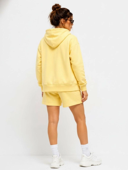 Ayollar uchun 3 ta 1 da komplekt tolstovka futbolka shortik oversize 100% paxta sela