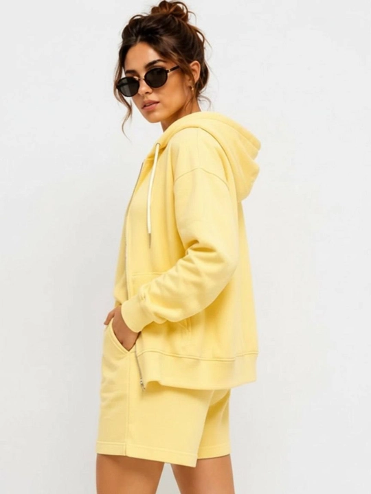 Ayollar uchun 3 ta 1 da komplekt tolstovka futbolka shortik oversize 100% paxta sela