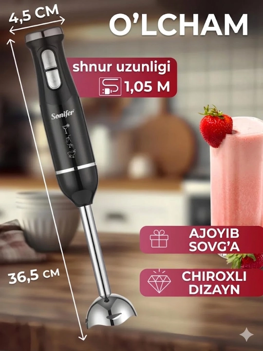Sonifer qo'l blenderi, suvga cho'mdiruvchi, ixcham va kuchli