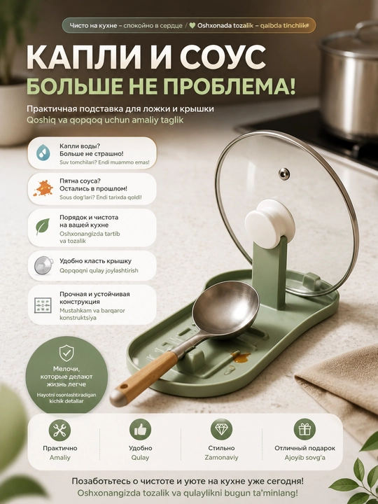 Подставка кухонная настольная для крышки и ложек