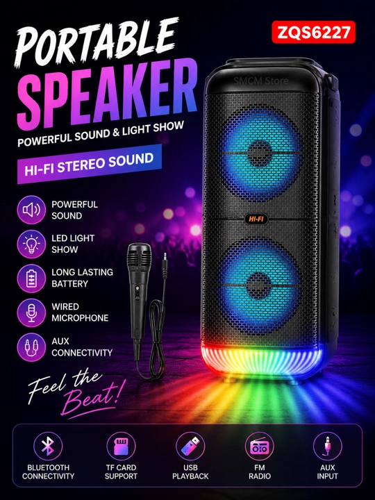 Portativ Bluetooth kolonkalar - kuchli bas, LED, USB/TF, simsiz - 