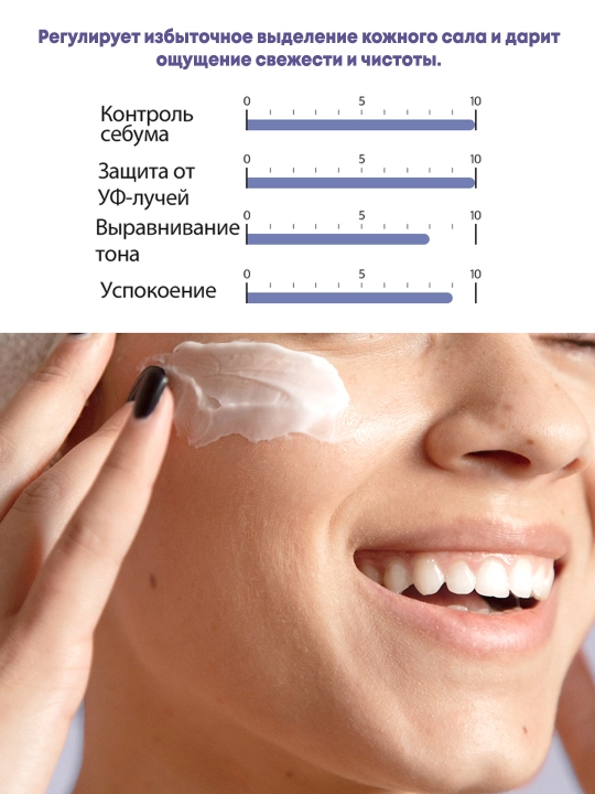 Tinchlantiruvchi va mat finishli spf kremi DERMA FACTORY NO-SEBUM CALMING SUN CREAM