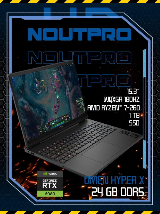 Ноутбук HP Omen Hyper X Ryzen 7-260 RAM 24GB DDR5 SSD 1 TB RTX 5060 8 GB 15.3 WQXGA 180Hz - 