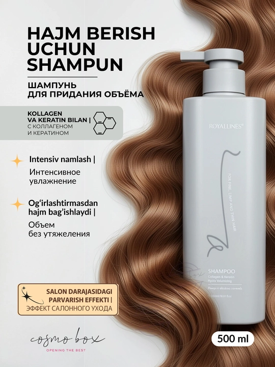 ROYALLINES soch uchun shampun, tozalash va parvarish, dozatorli, 500 ml - 