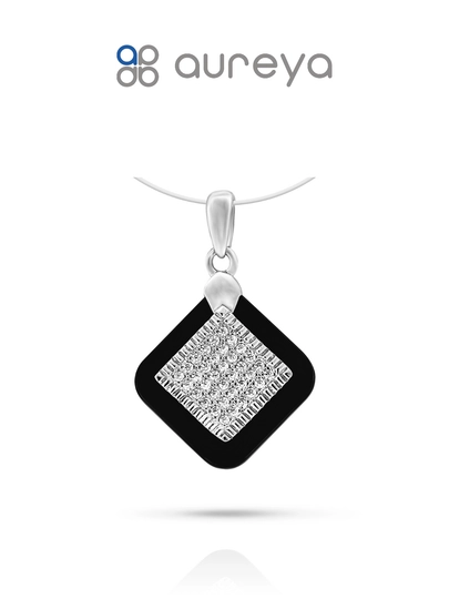 Подвес из серебра 925 пробы, с родием, вставки: Керамика, Фианит б/ц (OS00212P-0W-Z10) — AUREYA-OS00212-ЧЕРН
