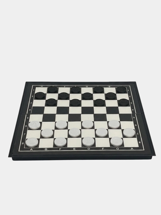 Shaxmat va shashka to'plami 2-si-1 da, plastik idishda o'lchami 38 x 38 sm va 33 x 33 sm