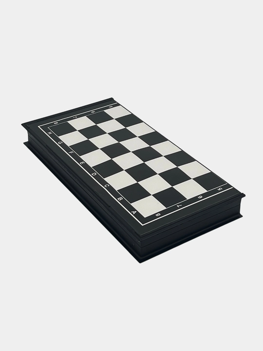 Shaxmat va shashka to'plami 2-si-1 da, plastik idishda o'lchami 38 x 38 sm va 33 x 33 sm