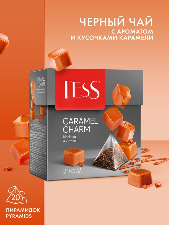 Чёрный чай TESS Caramel Charm, в пирамидках, 1.8 г * 20 шт