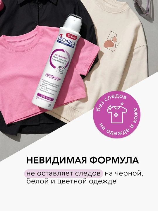 Antiperspirant Deonica Clear Aqua Invisible, ayollar uchun, 200 ml