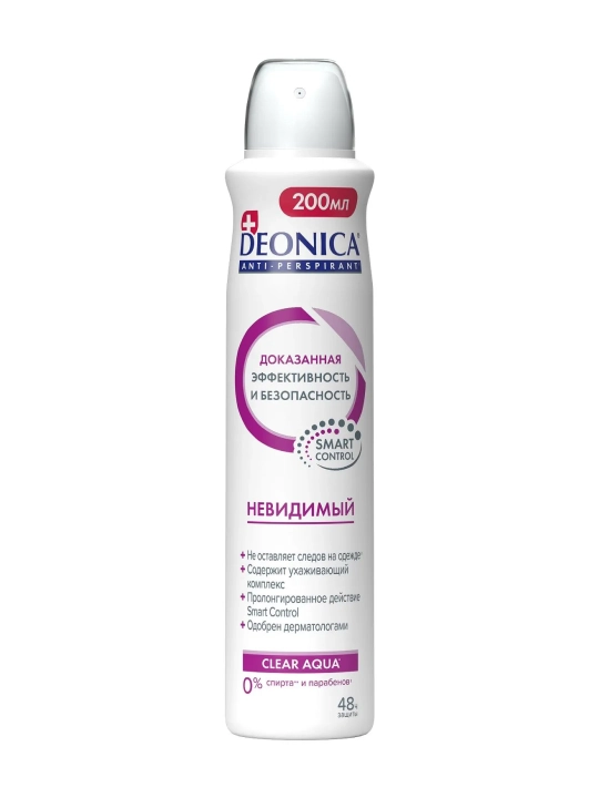 Antiperspirant Deonica Clear Aqua Invisible, ayollar uchun, 200 ml