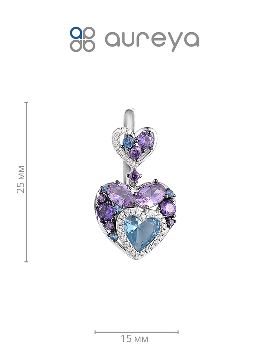 Серьги из серебра 925 пробы с родием, вставки: Фианит б/ц Фианит (E309539MUL1SK925) 