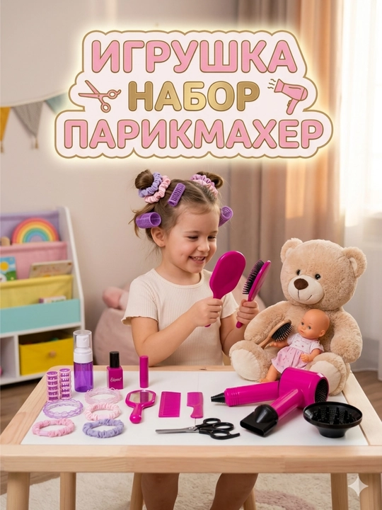 Детский набор для девочек, набор для макияжа салон красоты, косметика для девочек