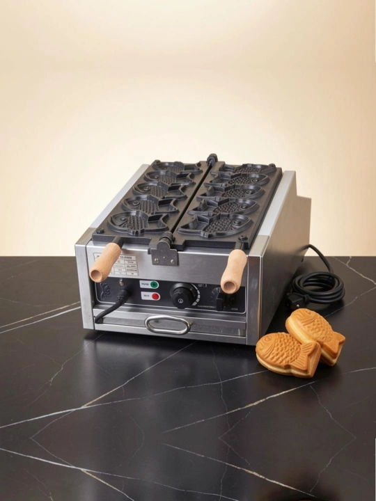 Taiyaki vafli apparati, 6 dona bir vaqtda pishiradi