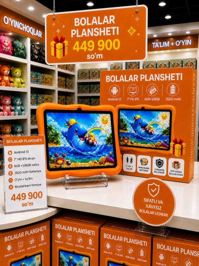 Детский планшет G-Vill Kids - 7 дюймов, 6/128 ГБ, Android 14. Недорогой планшет для детей
