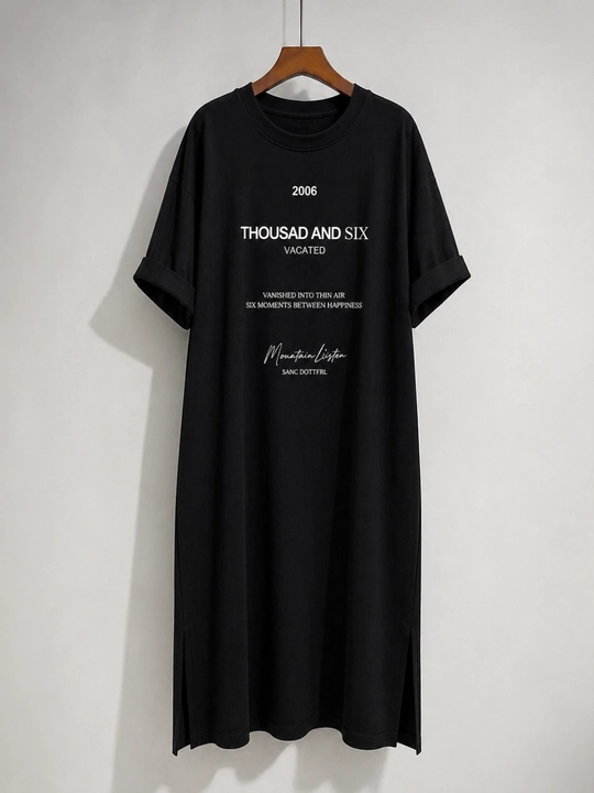 Ayollar uchun oversize futbolka ko‘ylak yozgi, printli, midi keng fason, to‘g‘ri bichimli